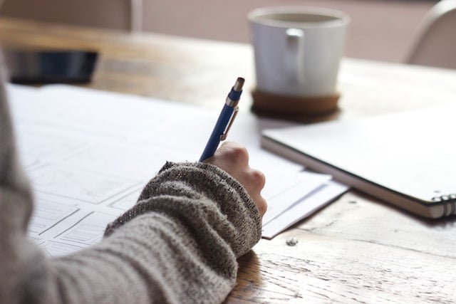 writing on a desk